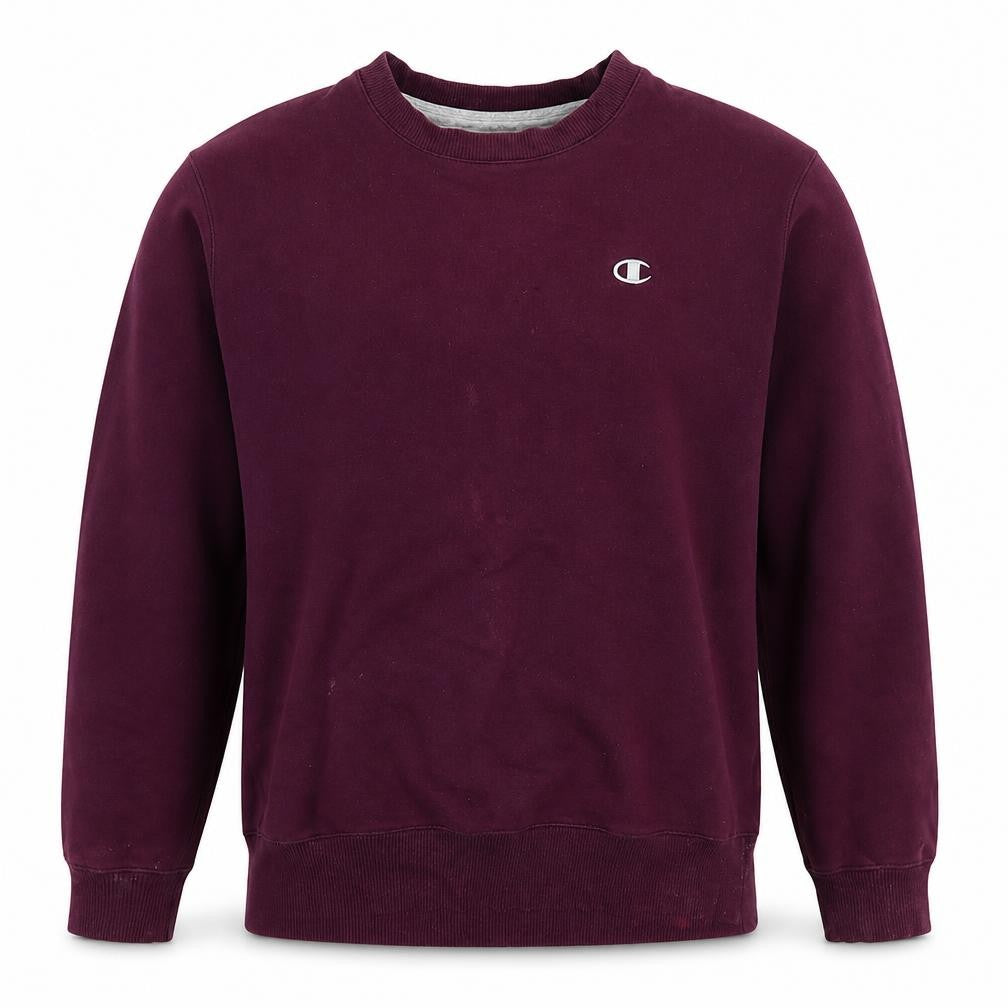 Front view of Champion Men's Purple Pullover Sweatshirt M