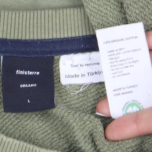 Inis Meáin Men's Green Pullover Sweater, Size L, Organic Cotton