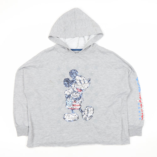 Disneyland Paris Teens Grey Mickey Hoodie, Size 10, Sequin Detail