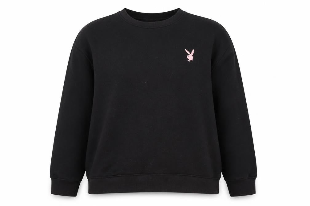 Front view of Missguided Women's Black Logo Sweatshirt, size 12