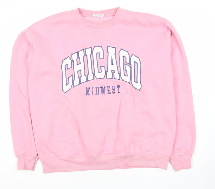 Stradivarius Women's Pink Graphic Pullover Sweatshirt, Size 10