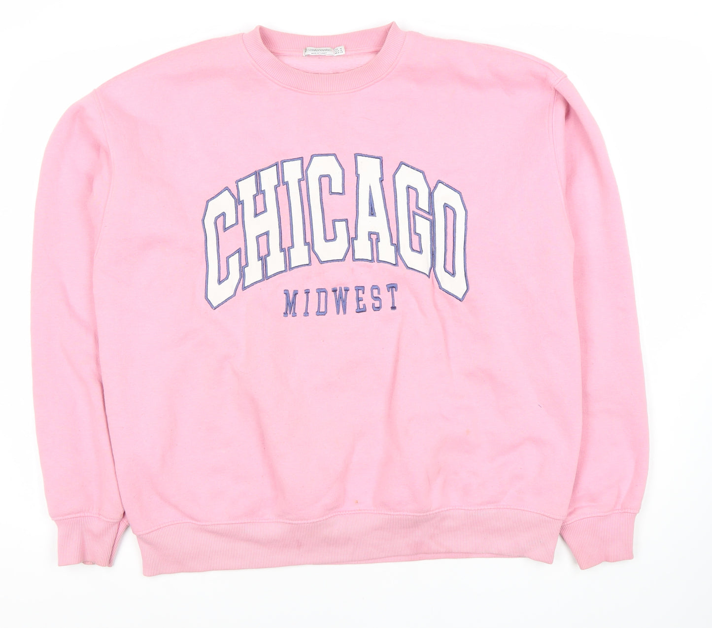 Stradivarius Women's Pink Graphic Pullover Sweatshirt, Size 10