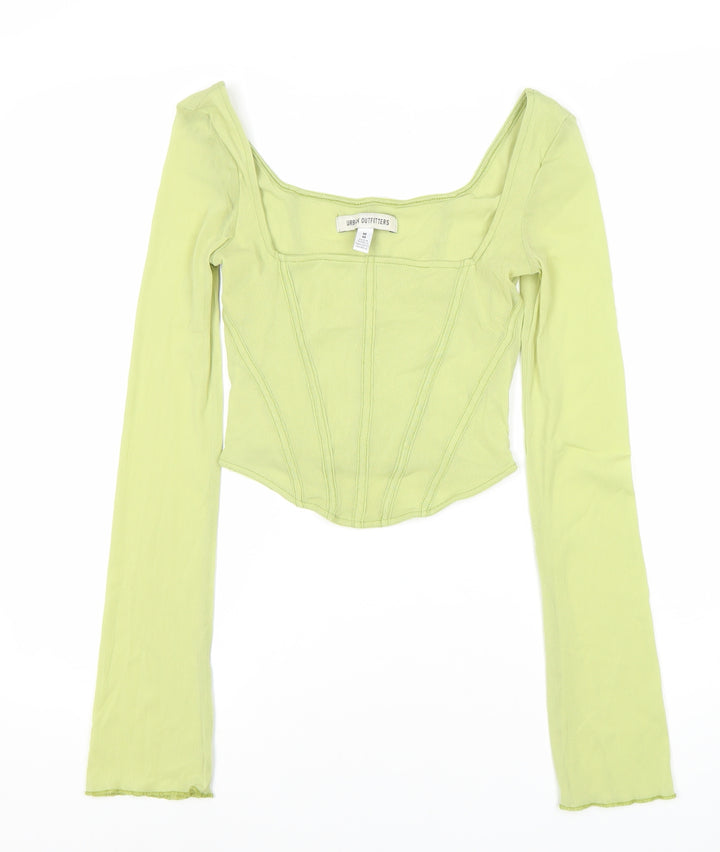 Urban Outfitters Women's Green Cropped Top - Size M
