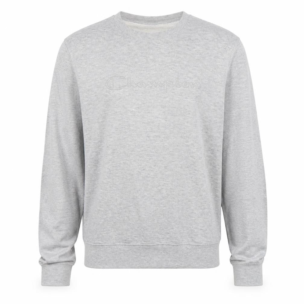 Front view of Champion Men's Medium Grey Logo Sweatshirt Pullover