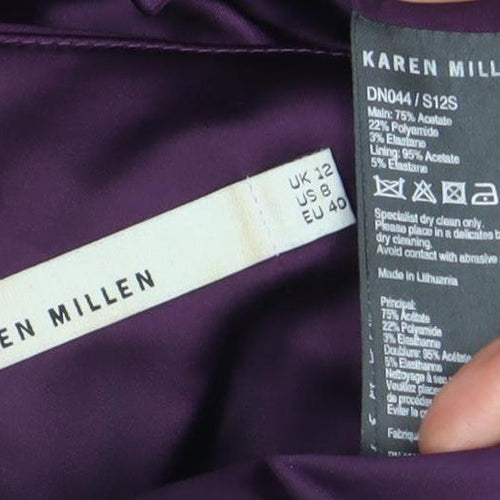 Karen Millen Women's Purple Dress Size 12 Acrylic Blend