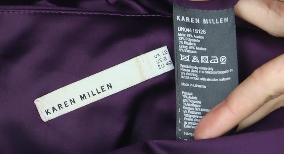 Karen Millen Women's Purple Dress Size 12 Acrylic Blend