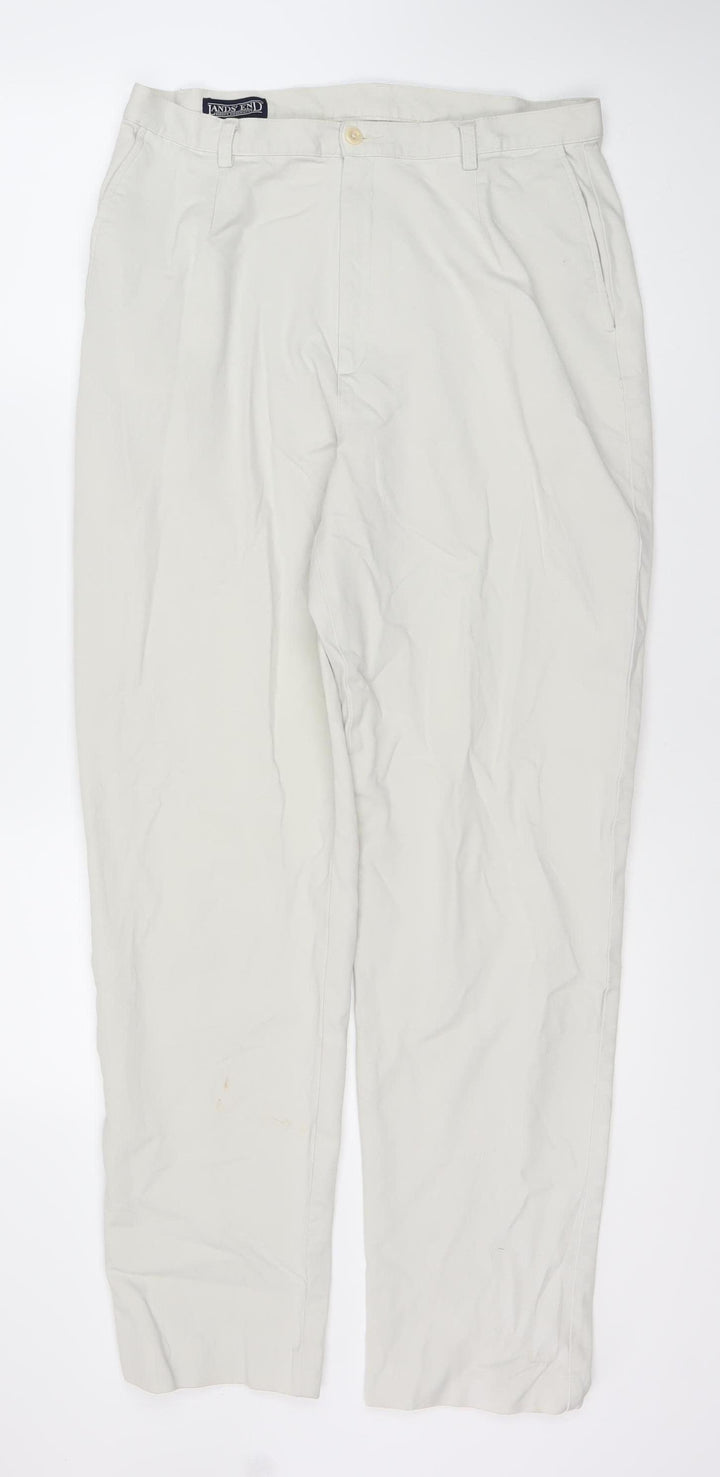 Lands' End Women's Ivory Regular Trousers Size 12