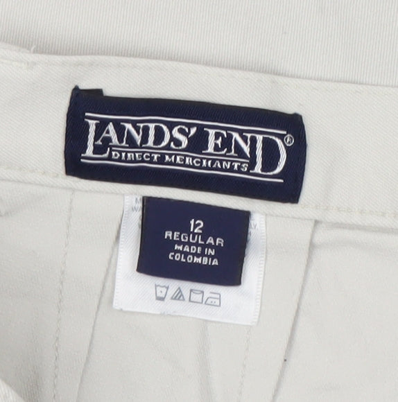 Lands' End Women's Ivory Regular Trousers Size 12