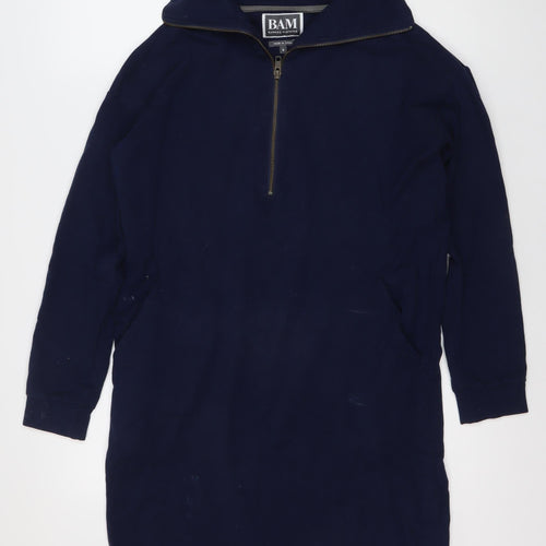 BAM Women's Blue Long Sleeve Hooded Dress - Size 8