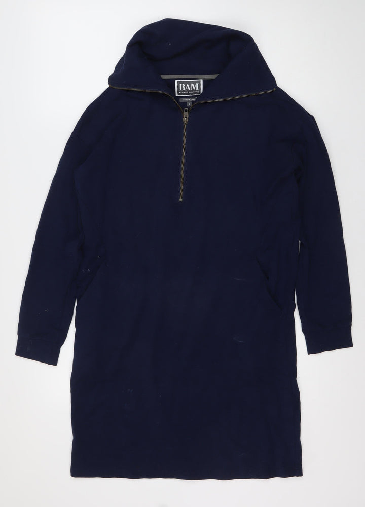 BAM Women's Blue Long Sleeve Hooded Dress - Size 8