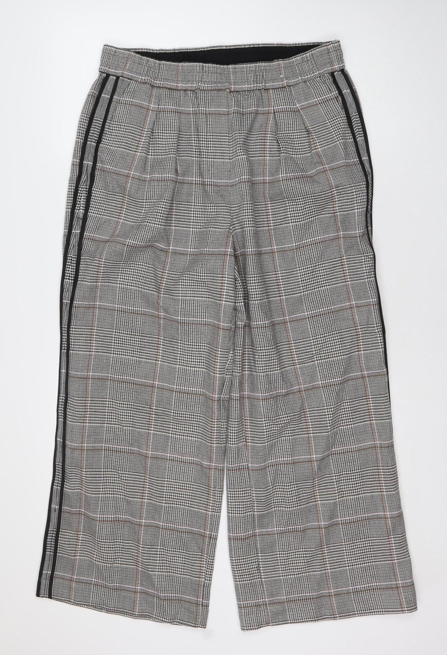 Marks and Spencer Women's Grey Plaid Cropped Trousers UK 14
