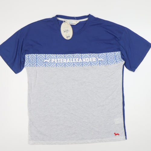 Peter Alexander Men's Blue Geometric Logo T-Shirt M