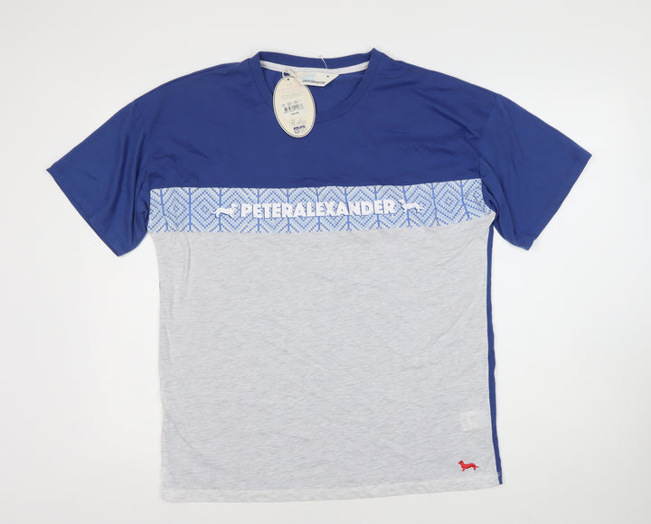 Peter Alexander Men's Blue Geometric Logo T-Shirt M