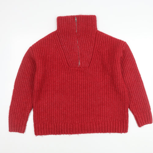 M&Co Women’s Red Roll Neck Pullover Jumper, Size 14