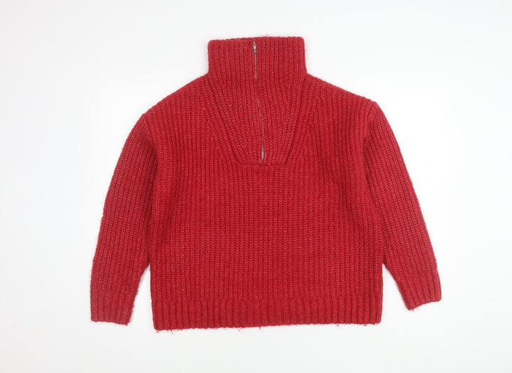 M&Co Women’s Red Roll Neck Pullover Jumper, Size 14