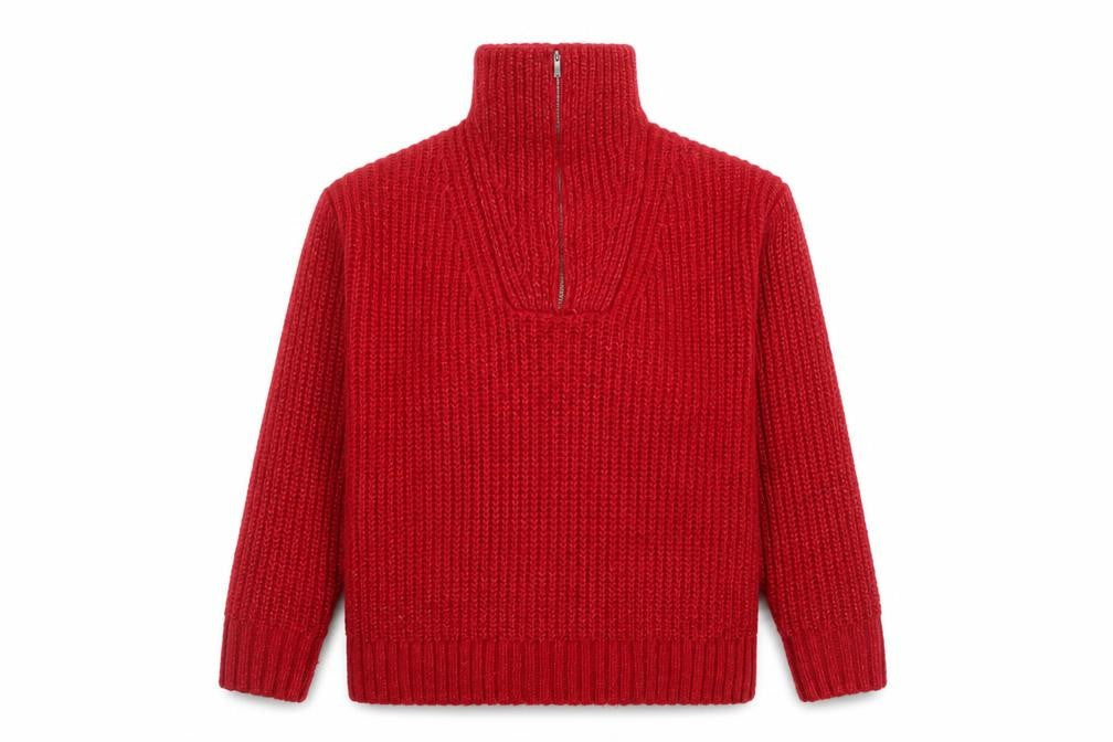 Front view of M&Co Women’s Red Roll Neck jumper, size UK 14