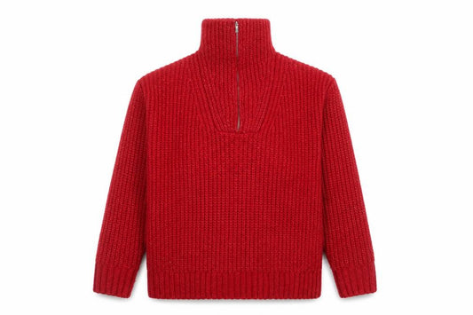 Front view of M&Co Women’s Red Roll Neck jumper, size UK 14
