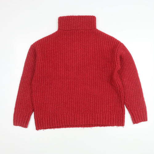 M&Co Women’s Red Roll Neck Pullover Jumper, Size 14