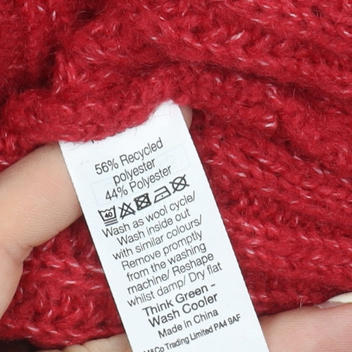 M&Co Women’s Red Roll Neck Pullover Jumper, Size 14