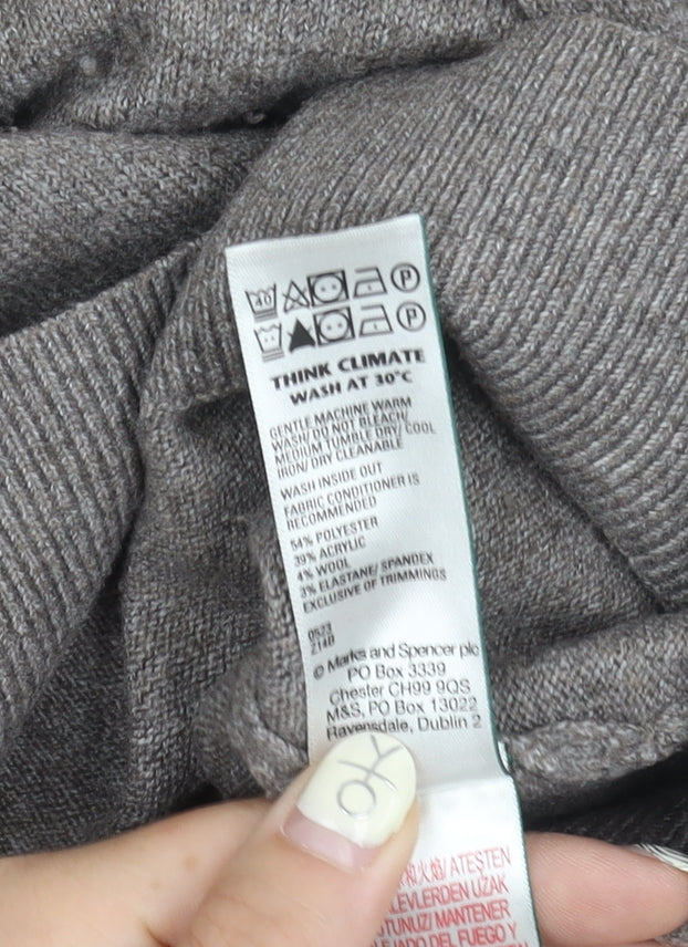 Marks and Spencer Women's Grey High Neck Jumper, M
