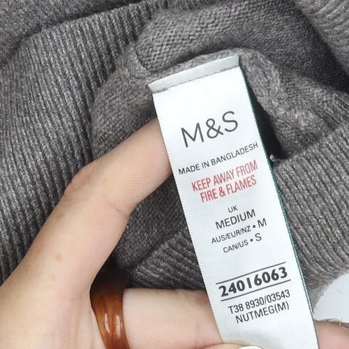 Marks and Spencer Women's Grey High Neck Jumper, M