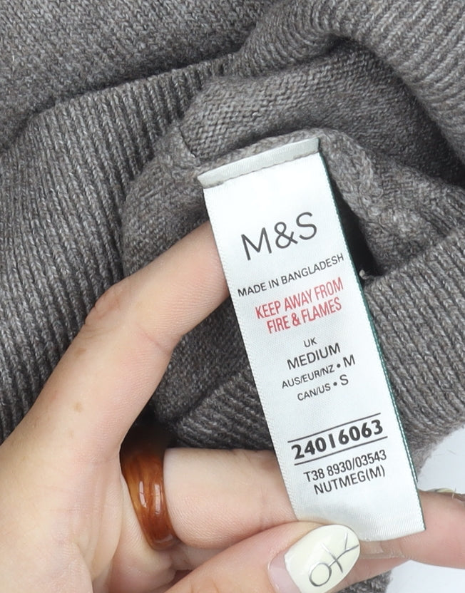 Marks and Spencer Women's Grey High Neck Jumper, M