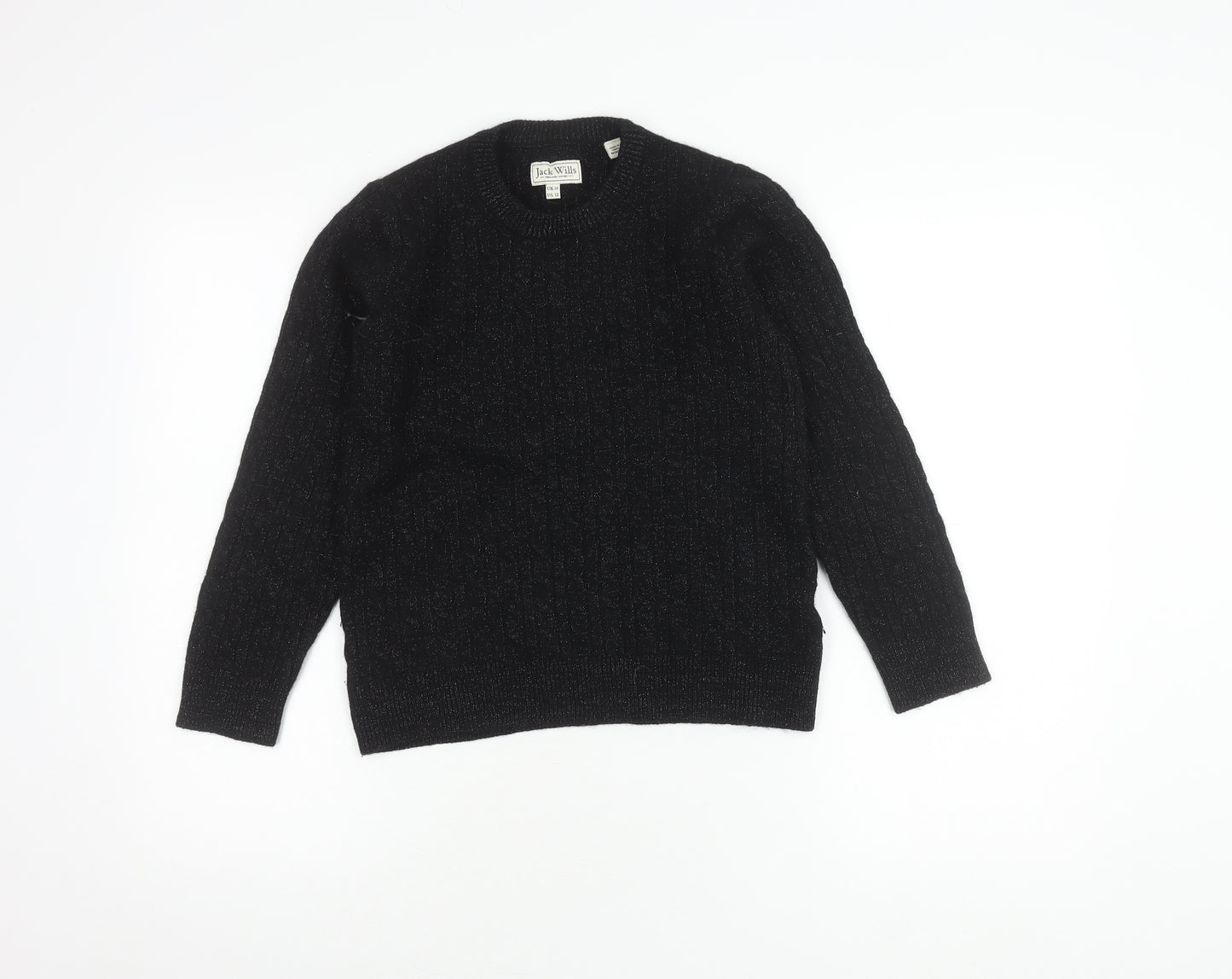 Jack Wills Black Wool Kids Pullover Jumper Size 16