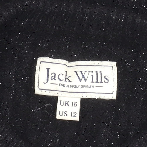 Jack Wills Black Wool Kids Pullover Jumper Size 16