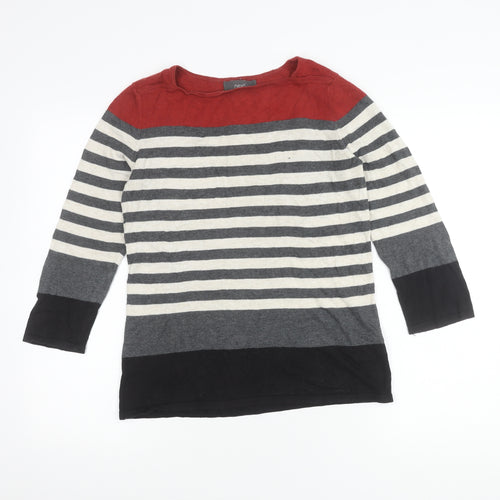 Next Women's Red Striped T-Shirt, Size 10, 3/4 Sleeve