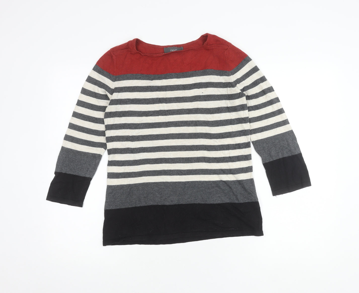 Next Women's Red Striped T-Shirt, Size 10, 3/4 Sleeve