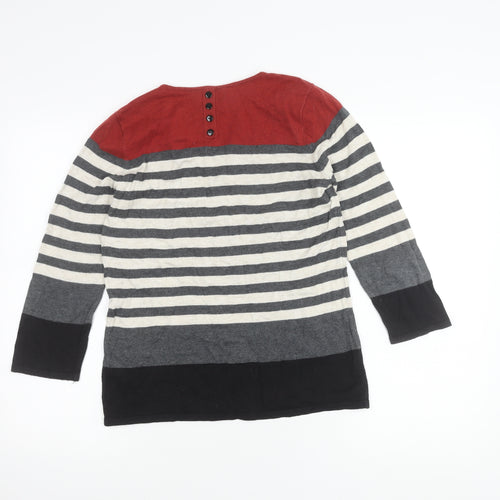 Next Women's Red Striped T-Shirt, Size 10, 3/4 Sleeve