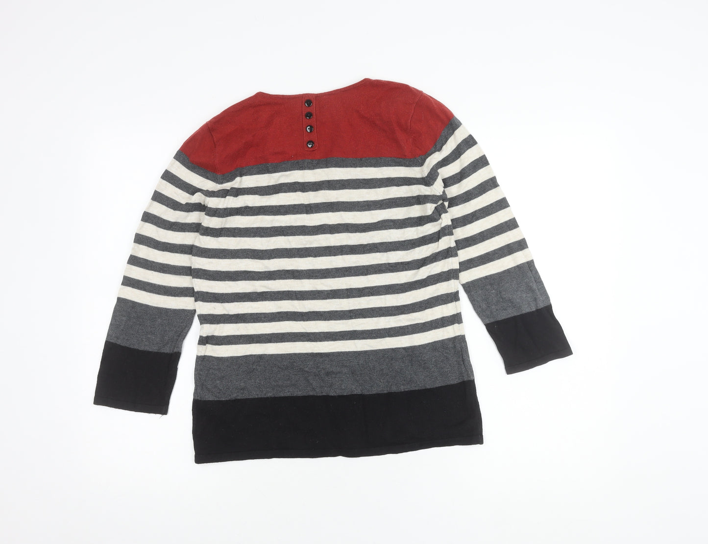 Next Women's Red Striped T-Shirt, Size 10, 3/4 Sleeve