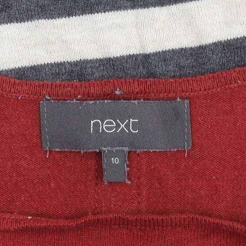 Next Women's Red Striped T-Shirt, Size 10, 3/4 Sleeve