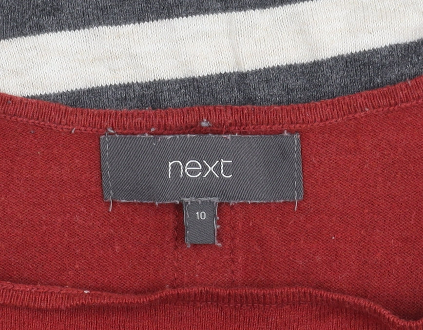 Next Women's Red Striped T-Shirt, Size 10, 3/4 Sleeve
