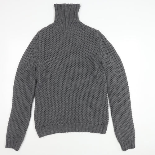 Zara Man Grey High Neck Wool Knit Jumper for Men