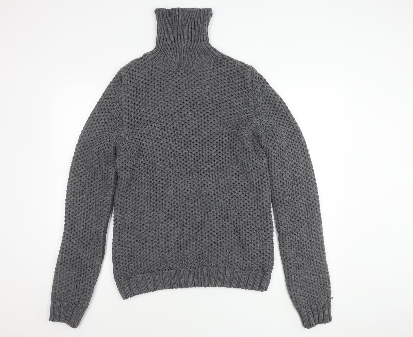 Zara Man Grey High Neck Wool Knit Jumper for Men