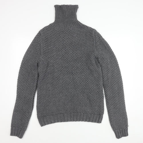 Zara Man Grey High Neck Wool Knit Jumper for Men