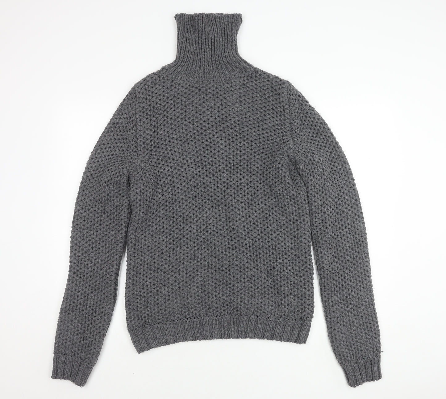 Zara Man Grey High Neck Wool Knit Jumper for Men