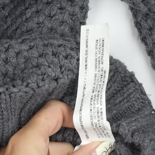 Zara Man Grey High Neck Wool Knit Jumper for Men