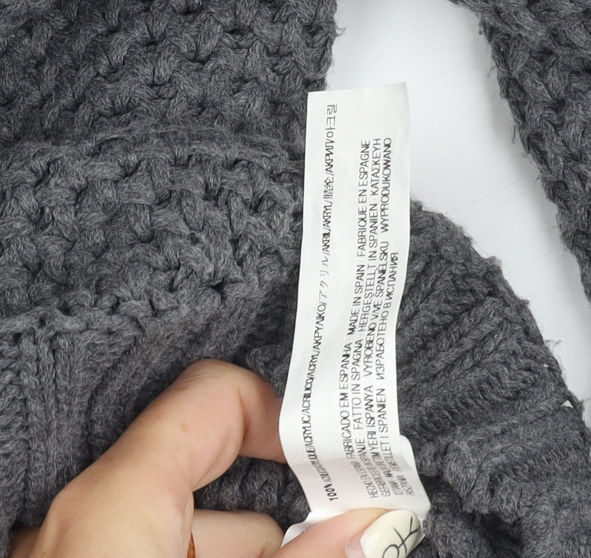 Zara Man Grey High Neck Wool Knit Jumper for Men