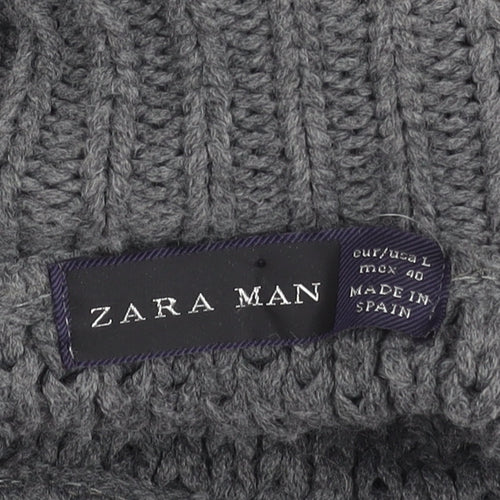 Zara Man Grey High Neck Wool Knit Jumper for Men