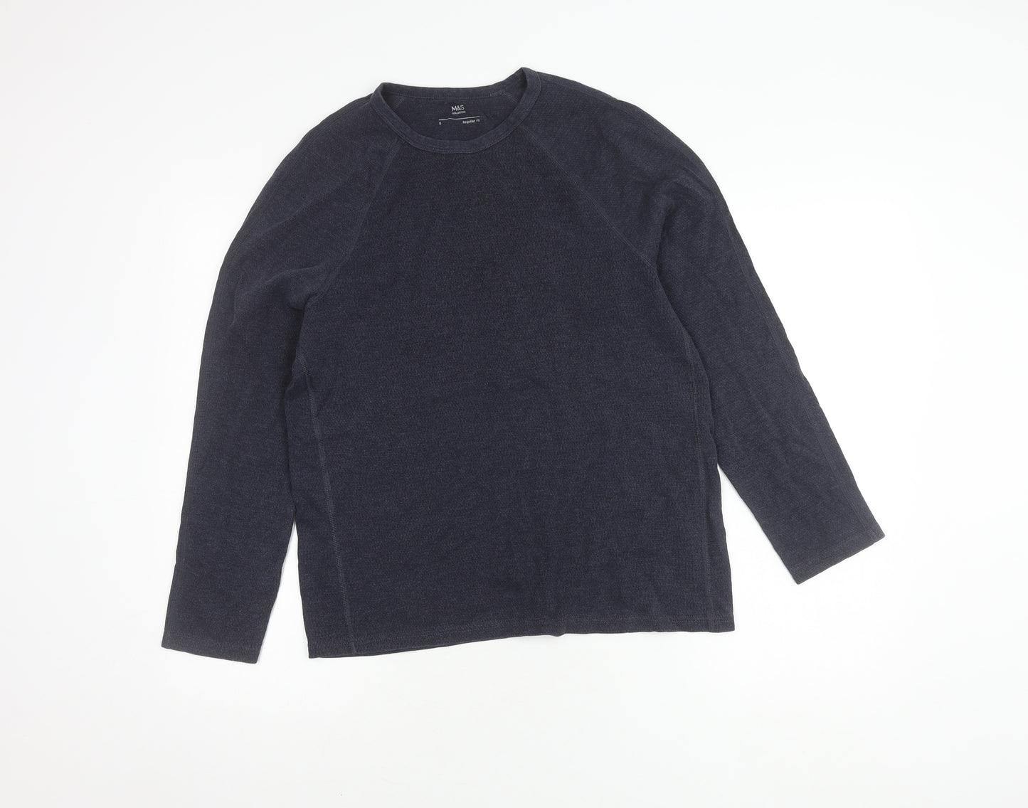 Marks and Spencer Men's Blue Long Sleeve T-Shirt, S