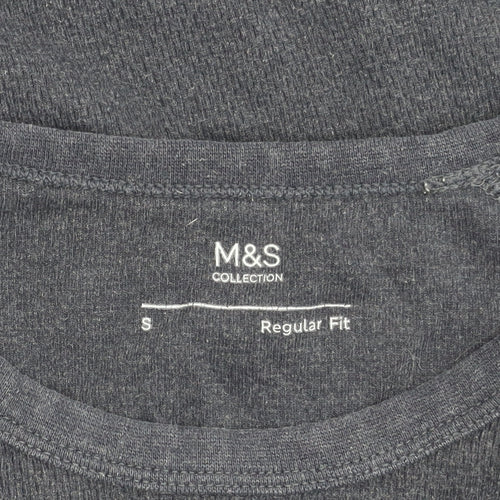 Marks and Spencer Men's Blue Long Sleeve T-Shirt, S