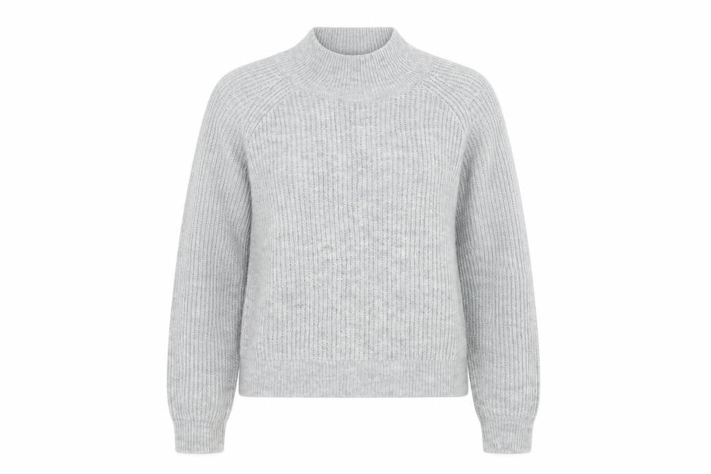 Front view of VILA Women's Grey Roll Neck Knit jumper S
