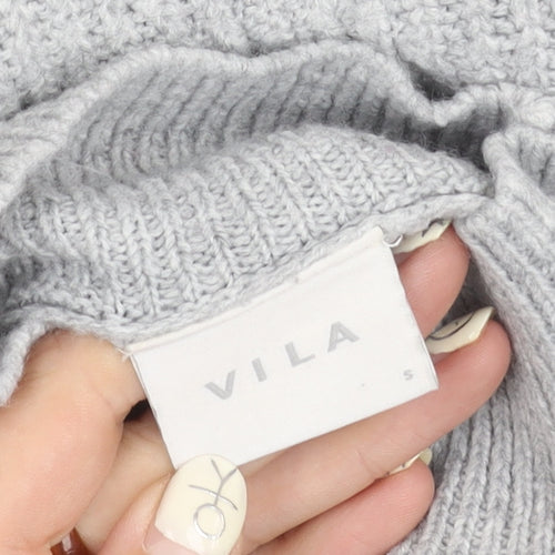 Vila Women's Grey Roll Neck Knit Pullover Jumper S