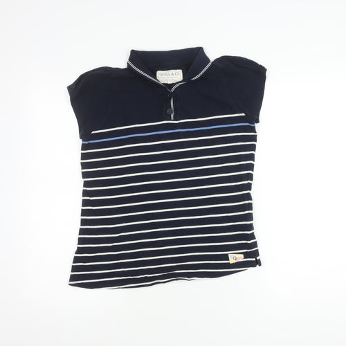Quba & Co Women's Blue Striped Polo Shirt, Size I