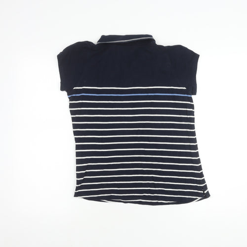 Quba & Co Women's Blue Striped Polo Shirt, Size I