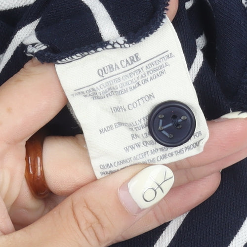 Quba & Co Women's Blue Striped Polo Shirt, Size I