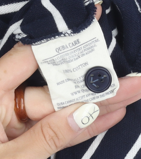 Quba & Co Women's Blue Striped Polo Shirt, Size I