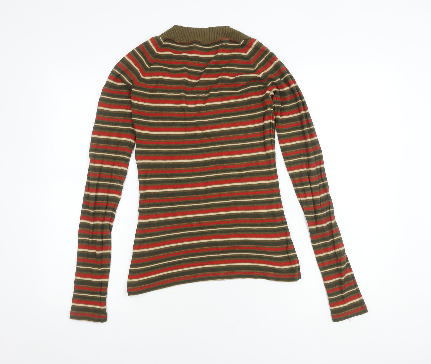 Zara Women's Multicoloured Striped V-Neck T-Shirt, Size 12
